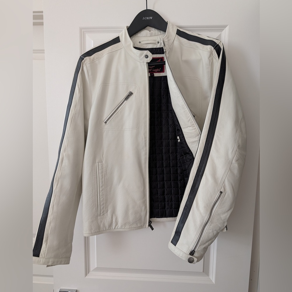 Street Legal Wilsons Leather White Leather Motorcycle Jacket Size Small